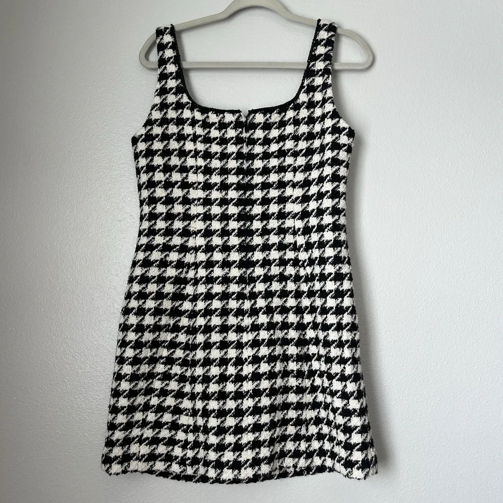 Antonio Melani Macy Wool Blend Houndstooth Square Neck Sleeveless Mini Dress 10 - Picture 9 of 14